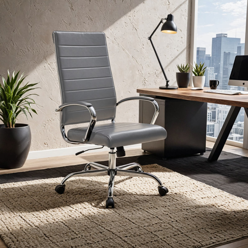 Fauteuil de direction en cuir Mulkey, Gris