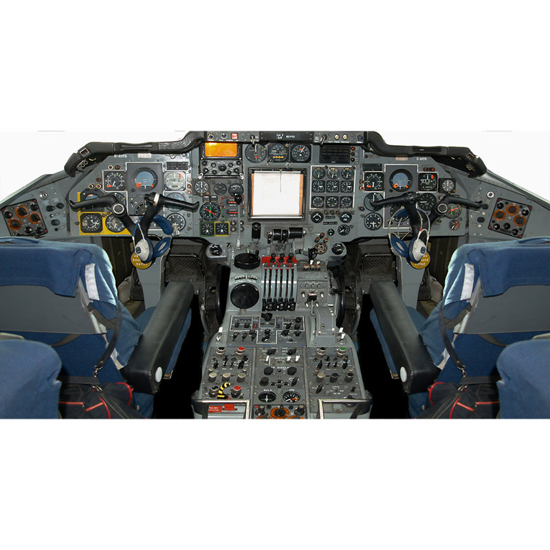 Avion debout dans un cockpit découpé en carton debout