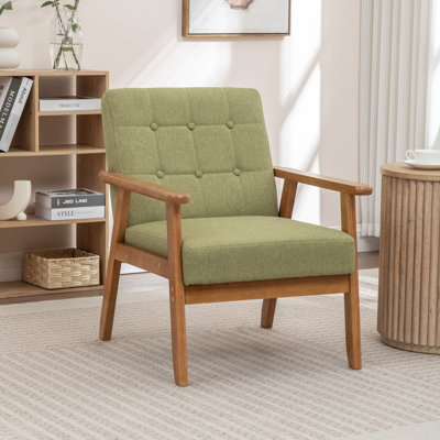 Fauteuil rembourré en bois massif de style nordique