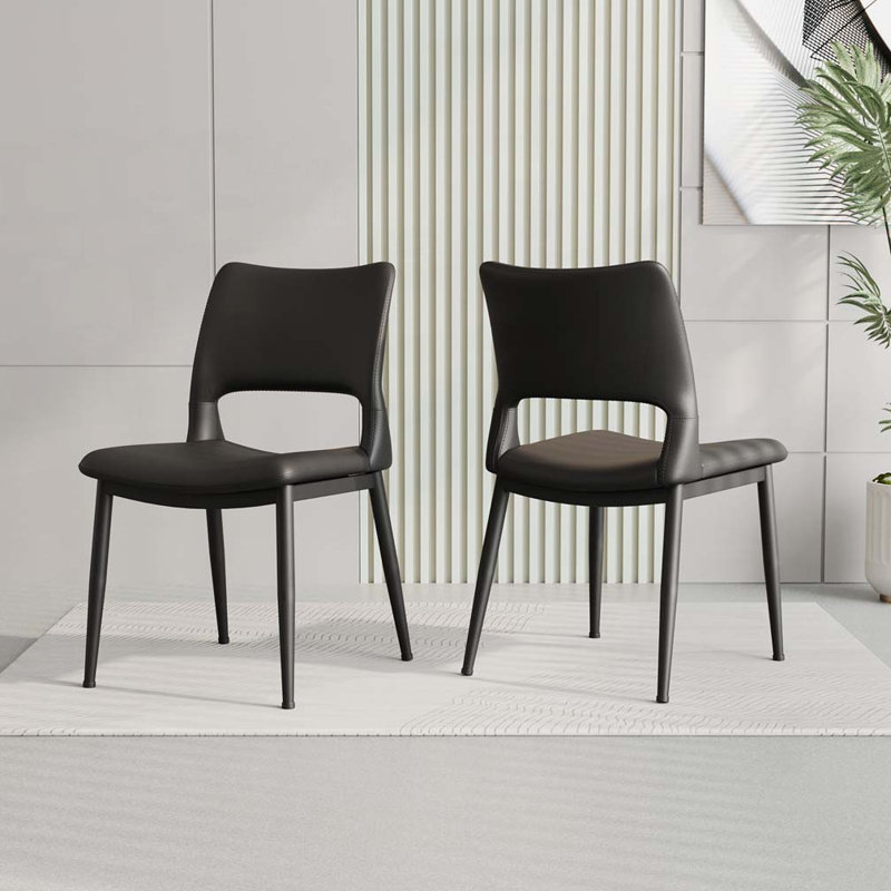 Chaises de salle à manger en similicuir, Noir