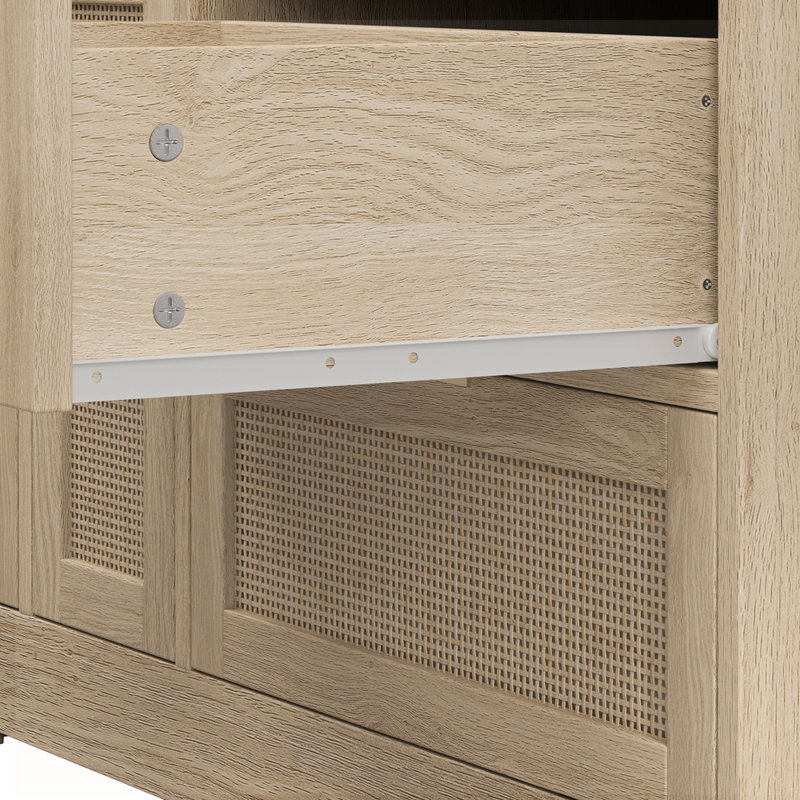Rattan Locker With Drawers Console Table, Natural