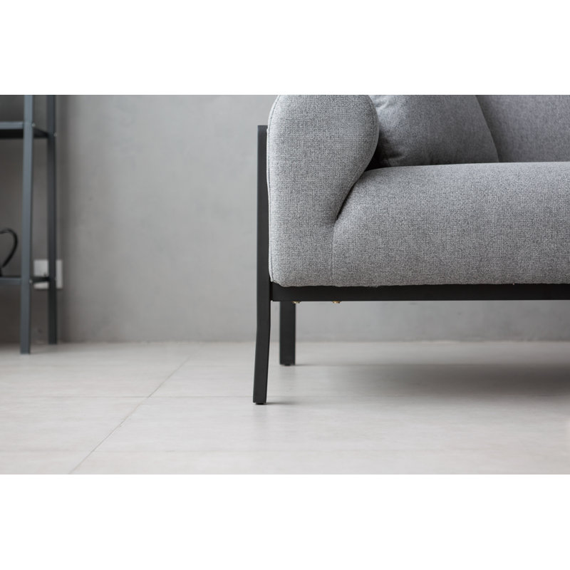 Aiona 201Cm Round Arm Standard Sofa, Grey