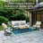  All-Weather Hand-Woven PE Rattan Outdoor Sofa Set with Cushions and Wood-Grain Metal Table