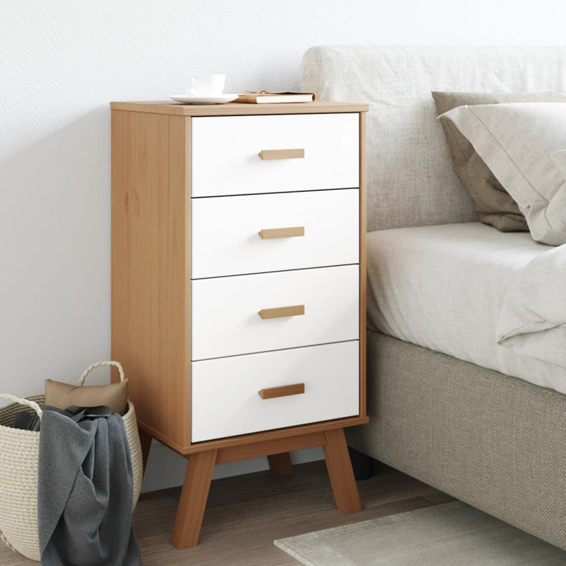 Table de chevet Leverna, Brun / blanc