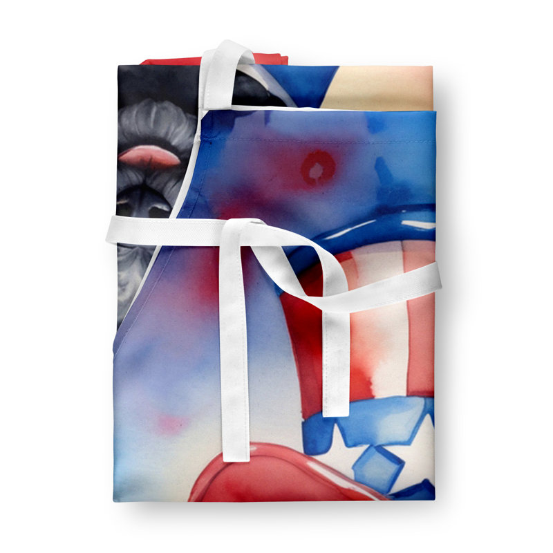 Patriotic American Apron, Black/Blue Poodle