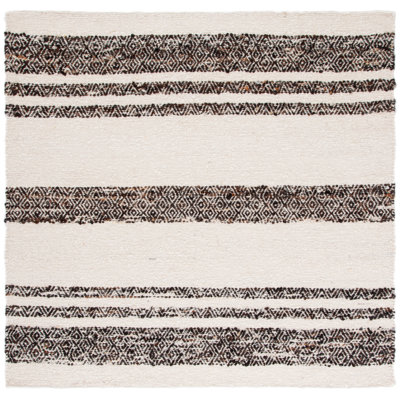 Abbee Natura Hand Woven Wool/Cotton Southwestern Rug in Ivory/Black
