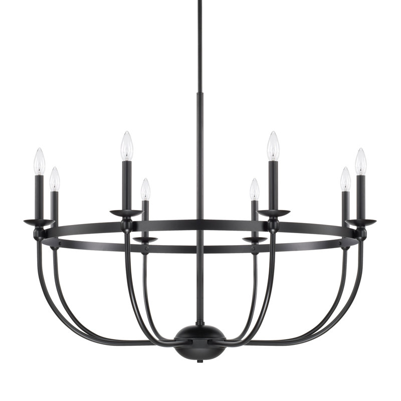 Lustre 8 lumières façon bougie Rylann, Noir mat