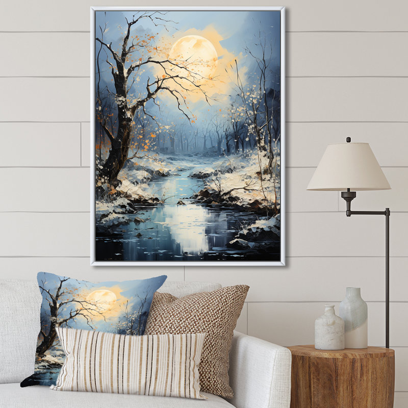 Moonlit Shadows In Winter II sur toile, Cadre flottant blanc, H 44 po x l 34 po x P 1,5 po
