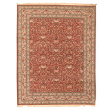 Hand Knotted Wool Area Rug in Rust And Ivory