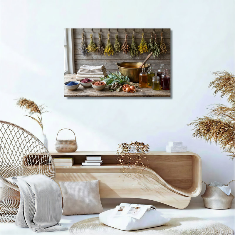 Ensemble de 1 tableau sur toile représentant une nature morte à base de plantes, H 18 po x l 24 po, Toile tendue