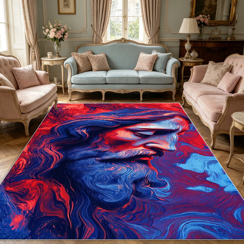 Red Blue Marble carpet-easy to clean, machine-washable, soft and comfortable; suitable for door mats, kitchens, living rooms, bedrooms, corridors, and laundry areas. Easy to clean, durable carpet for home decoration.