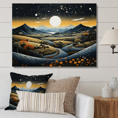Bleu et or, paysage africain moderne V - art mural moderne sur toile