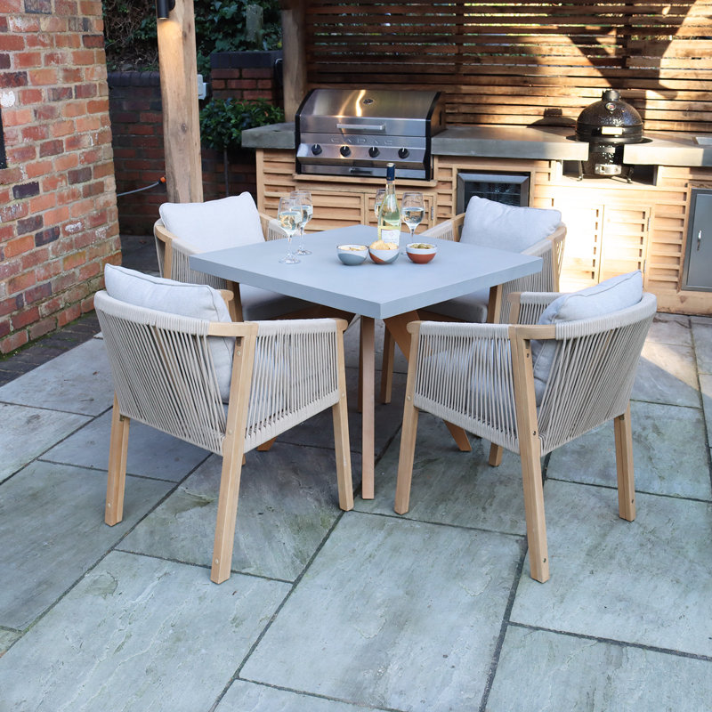4 - Person Patio Dining Set with Square Table , Cushions Included