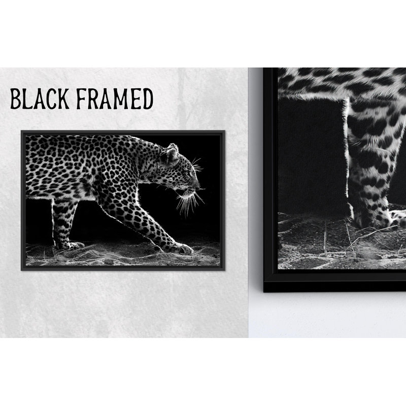 Art mural léopard sur toile: imprimé animalier, décor de maison de campagne, toile noire encadrée 1P, 39,4 po H x 63,1 po l
