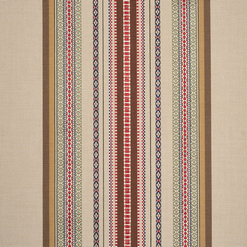 Wellington Stripe Fabric, White/Beige