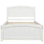 Lit plateforme en bois avec tête de lit, pied de lit et lattes de bois, blanc-960576140