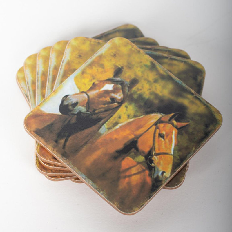 Sous-verres, chevaux, ensemble de 6