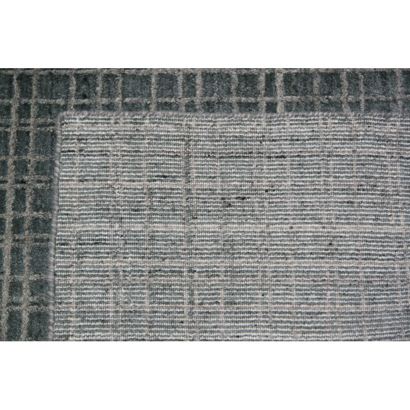 Tapis gris foncé noué à la main de conception unique 10 pi 2 po x 14 pi Tableau
