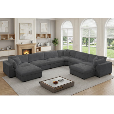 Canapé modulaire 8 pièces avec 2 repose-pieds, canapé de salon configurable en U