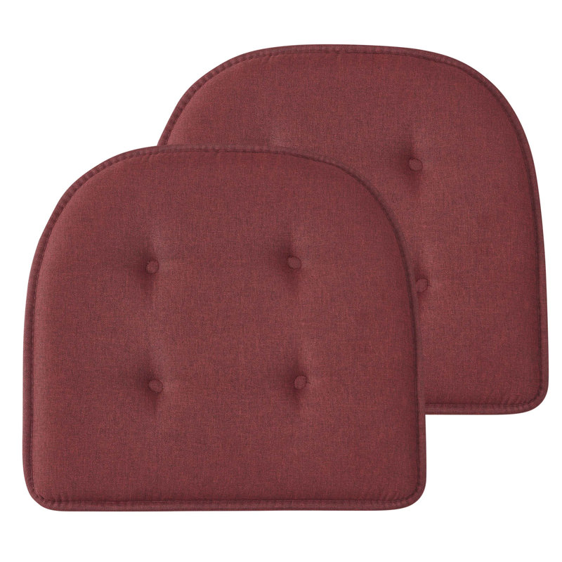 Coussin de siège en mousse à mémoire de forme en U de qualité supérieure épais et confortable Coussin de siège capitonné antidérapant Housse de siège intérieure en caoutchouc antidérapant de 17 po x 16 po pour bureau, chaises de cuisine, paquet de 2, couleur bourgogne