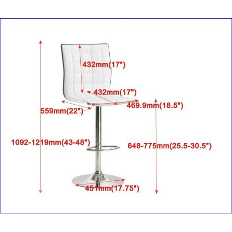 Tabouret de bar pivotant à hauteur ajustable Cardew, Blanc