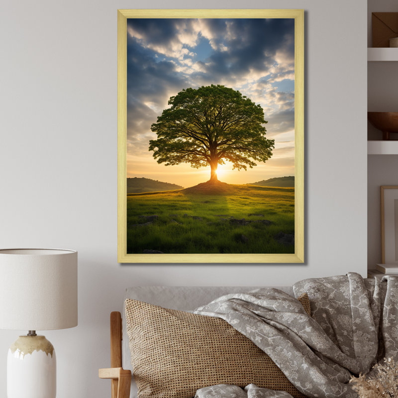 «Summer Solitude Tree Glow» sur toile, H 20 po x l 12 po x P 1 po, Encadrement doré