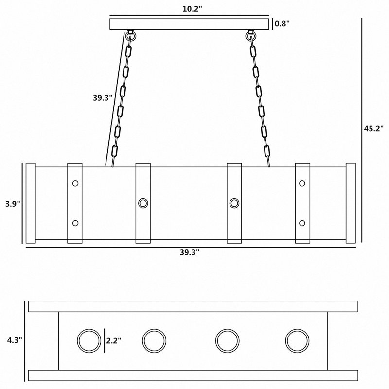 Luminaire suspendu pour îlot de cuisine 4 lumières Bassiru