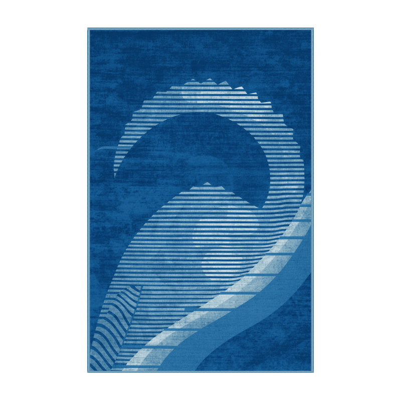 Tapis rayé bleu Pantelia Parasaurolophus lavable à la machine, 8 x 12