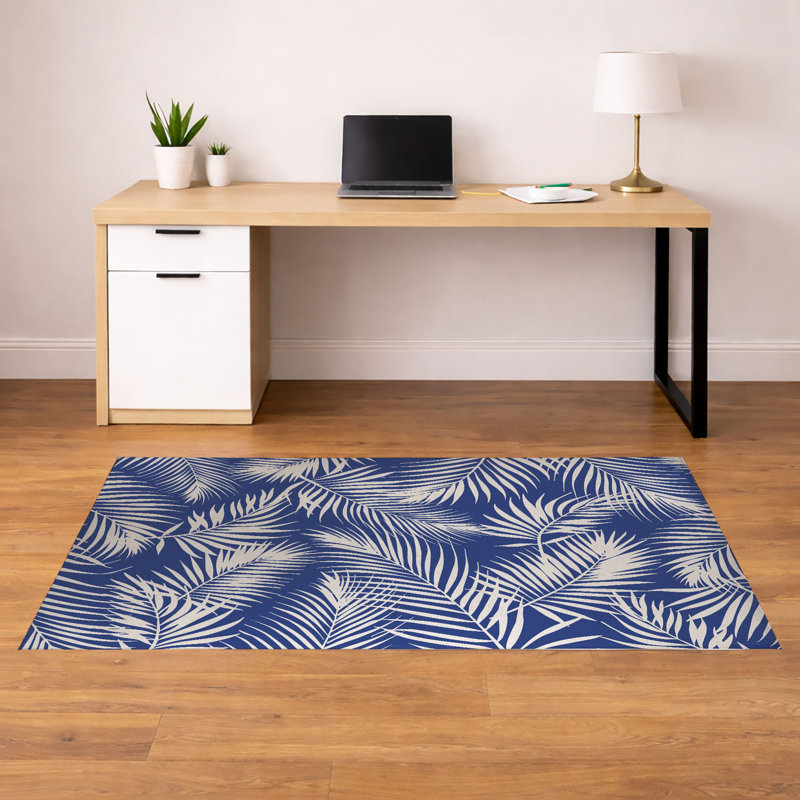 Tapis de bureau léger antidérapant Waving Palms, L 84 po x P 60 po, Marine