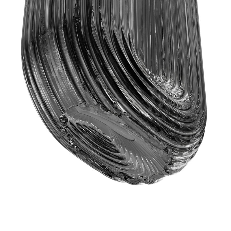 Vase moderne en verre gris unique en forme de U