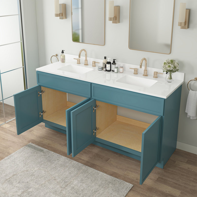 66" Double Bathroom Vanity Base Only, Teal