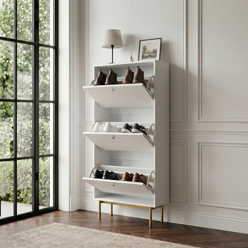 18 Pair Shoe Rack, White