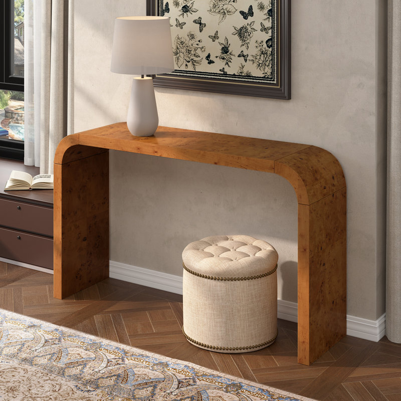 Shelmerdine 52" W Burlwood Console Table, Brown
