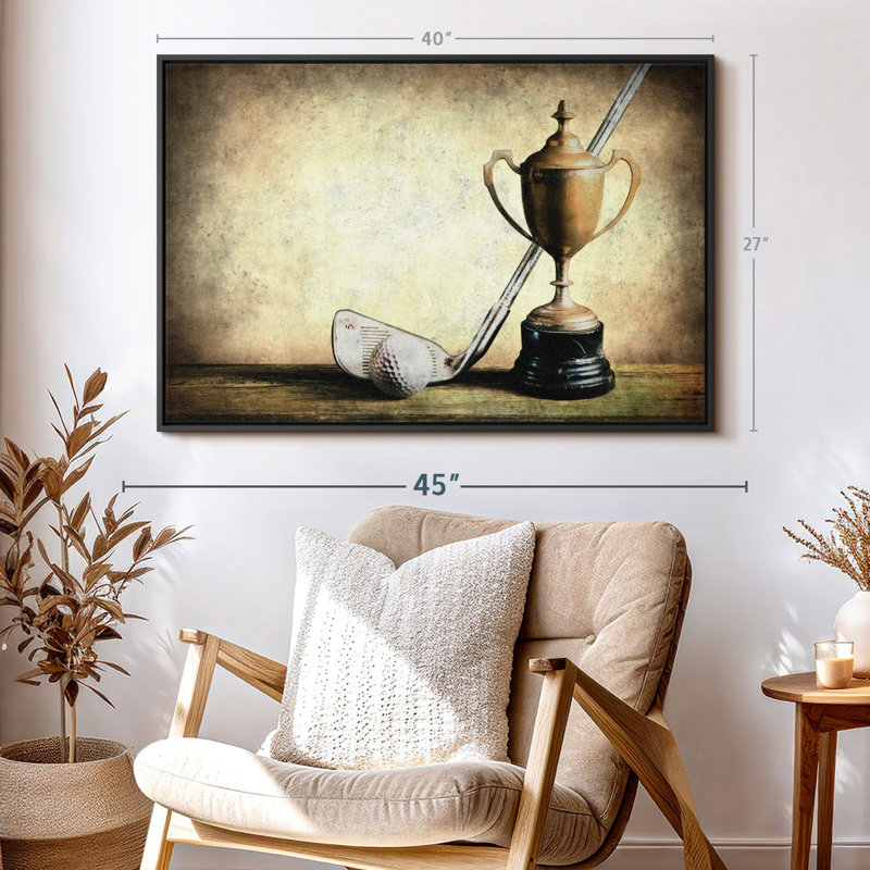 "Art mural trophée de golf", H 27 po x l 40 po