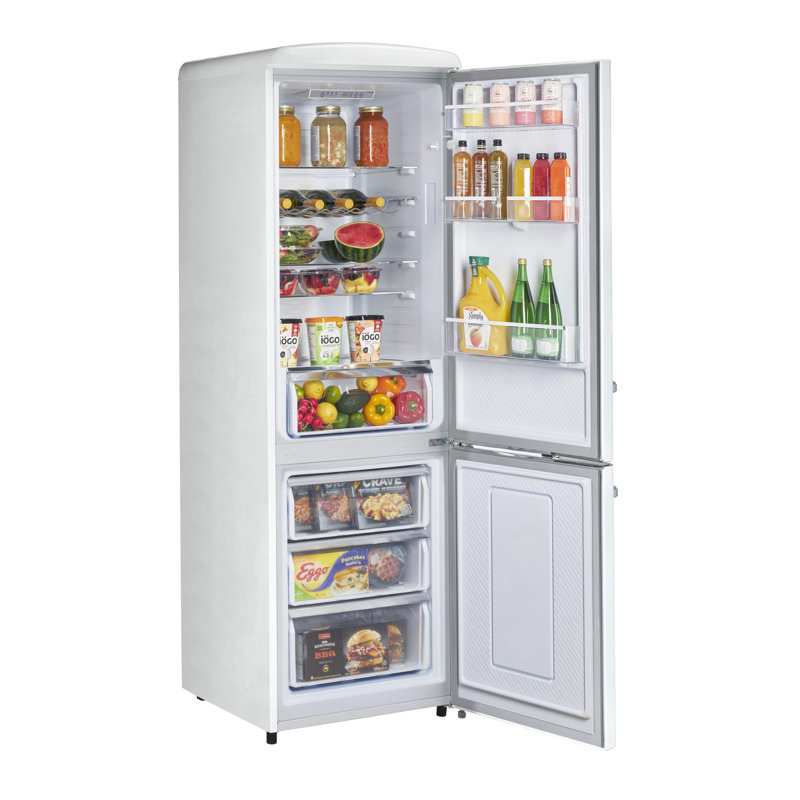 Classic Retro 23.6" Frost-Free 11.7 cu. ft. Energy Star Certified Bottom Freezer Refrigerator, Marshmallow White