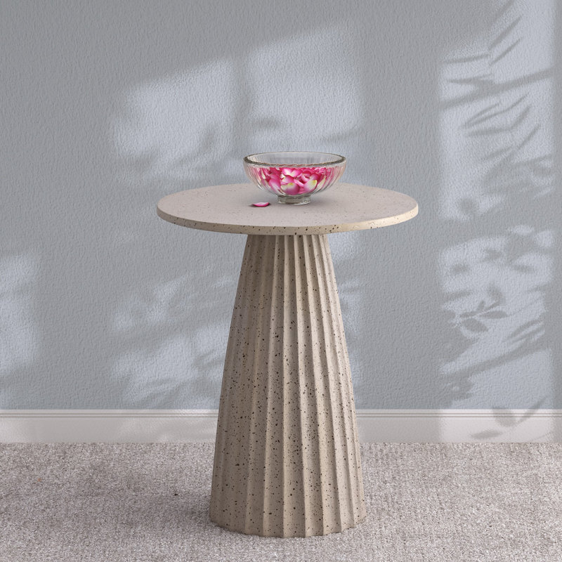 Aluminum Side Table W/Chisel Texture Base, 22" H x 18" W x 18" D, Beige Top/Brown Base