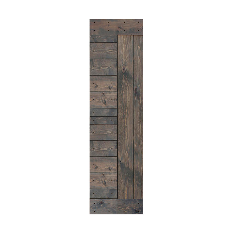 Smoky Gray Solid Wood Textured 24'' x 84'' Barn Door Slab