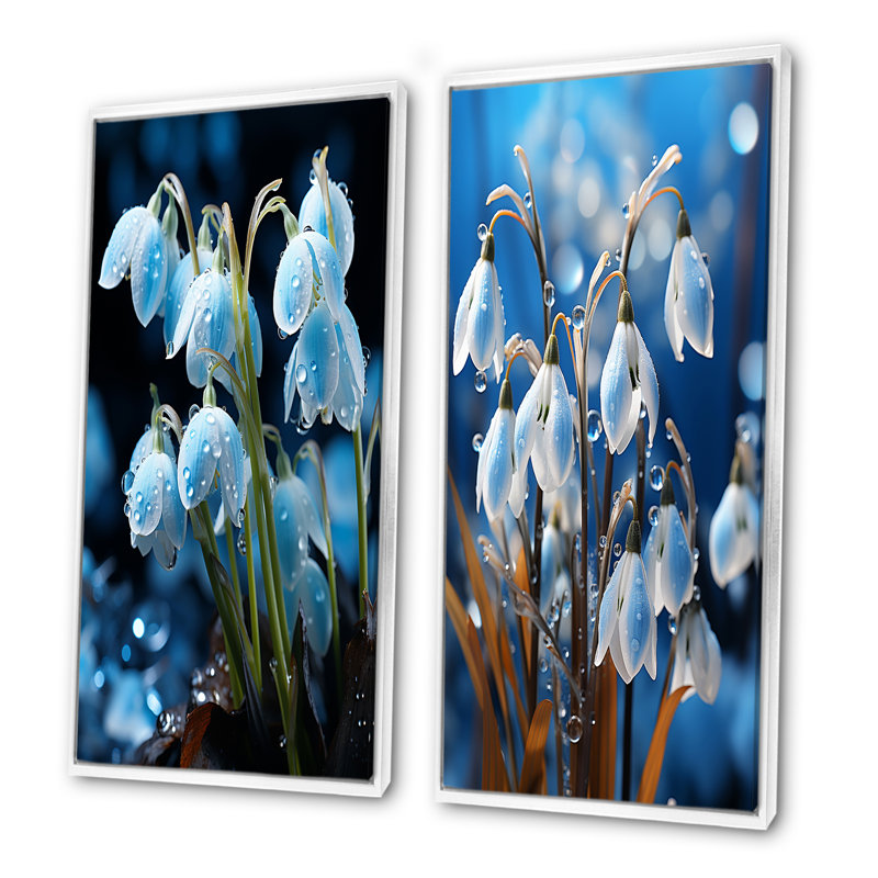 Ensemble de 2 photos de fleurs d'hiver, Cadre flottant blanc, H 28 po x l 25 po