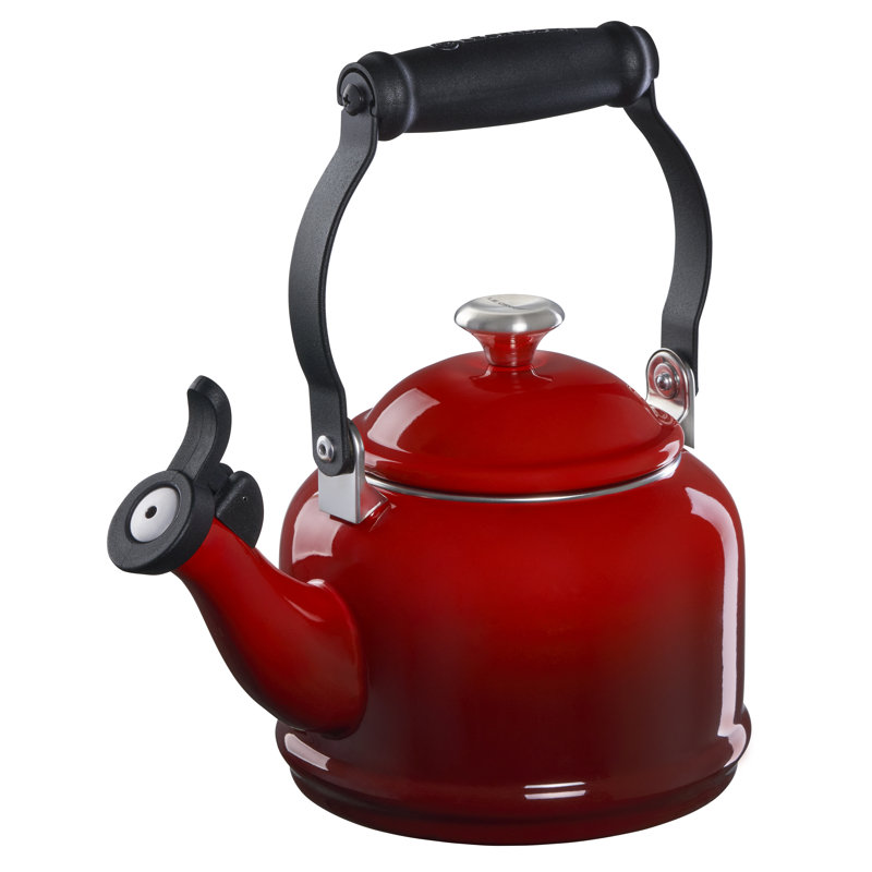 Demi 1.25 Qt. Enamel on Steel Tea Kettle, Cerise
