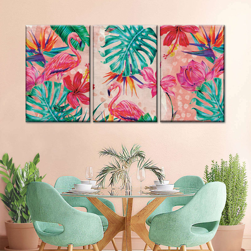 «Summer Flamingo», reproduction sur toile, H 18 po x l 38 po x P 1 po