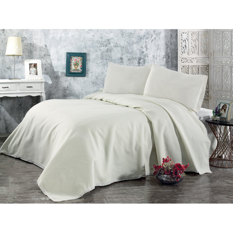 Couverture en coton Cydnee, Blanc