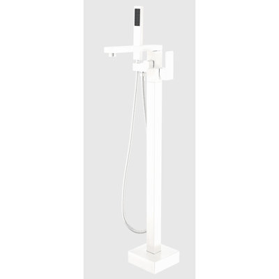 Robinet de baignoire en nickel brossé pour baignoire autoportante - Salle de bain au sol avec bec rotatif à 360 degrés, douche à main et bec à poignée simple asiatique en acier inoxydable