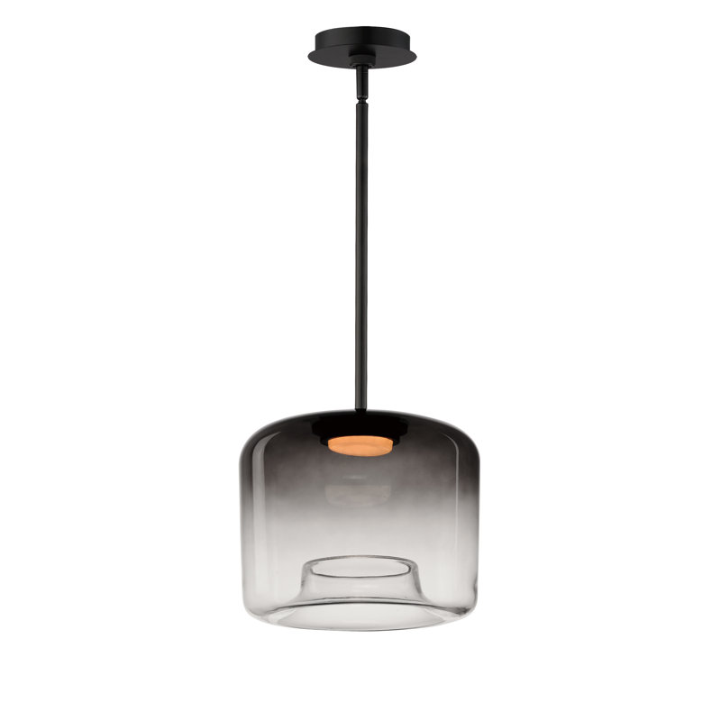 Daysy 1 - Light Matte Black LED Cylinder Pendant, 10" H x 12" W x 12" D