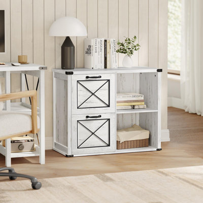 Lateral File Cabinet, Filing Cabinet with 2 Drawers, Printer Stand, 2 Open Compartments
