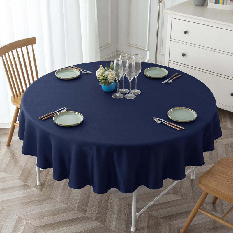 2 Pack Round Table Cloth - Linen Textured Tablecloth Wrinkle Free Washable Decorative Fabric Table Cover For Buffet Banquet Parties Event Holiday Dinner