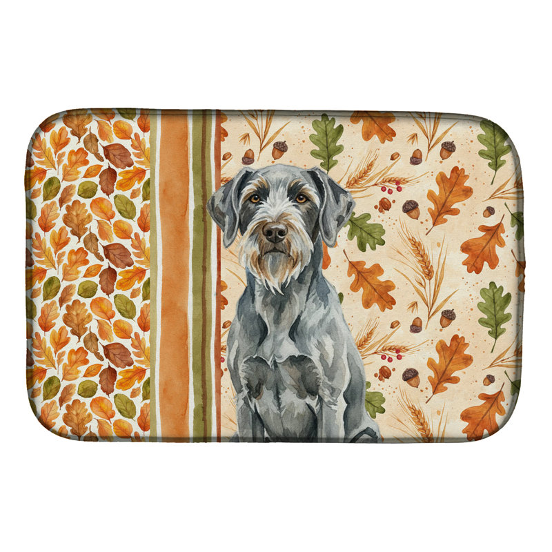 Steel Gray Wirehaired Pointing Griffon Heirloom Fall Dish Drying Mat, Steel Gray
