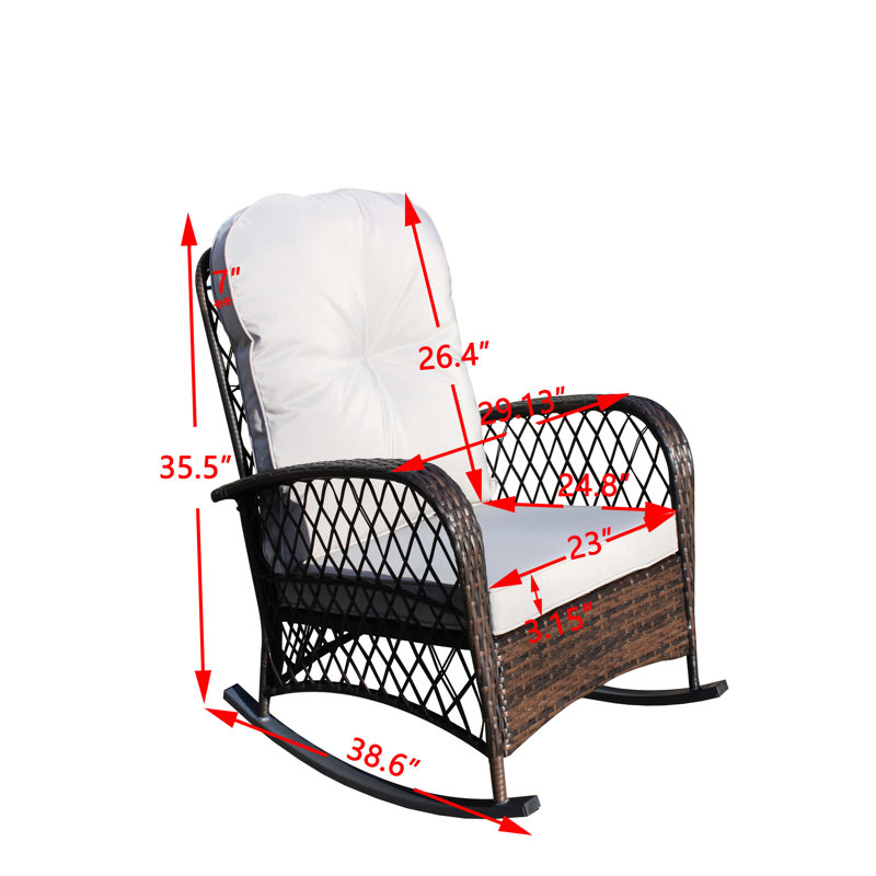 Chaise berçante avec siège spacieux et coussin de dossier épais - Usage extérieur confortable gris