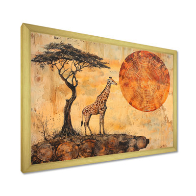 Girafe silencieuse dans un paysage africain III - Girafe, art mural