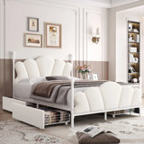 Pacer Upholstered Storage Bed With 4 Drawers & Adjustable Headboard