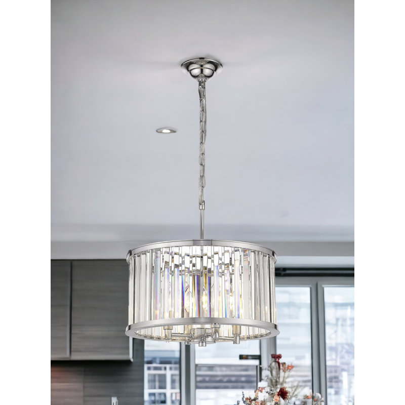 Luminaire suspendu tambour lanterne 4 lumières Cherine